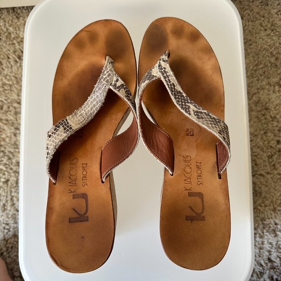 K Jacques St. Tropez Diorite Wedge Sandals Size 38 - Picture 10 of 11